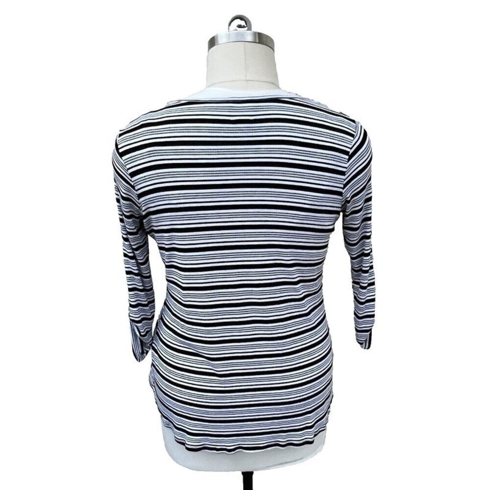 Sunday - Women's Black and White Striped Stretch Scoop Neck Tunic Plus Size 1X - Picture 5 of 16